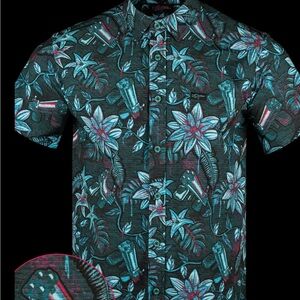 Etro Black and Blue Floral Casual Button Down Shirt